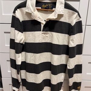 Vintage Ralph Lauren Rugby black/dark grey and white Logo Patch Polo long sleeve